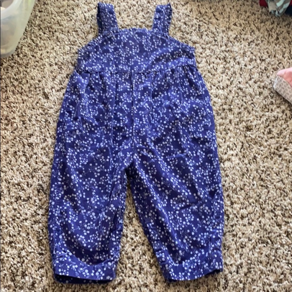 Floral corduroy overalls